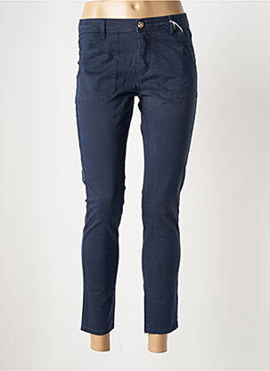 Pantalon 7/8 tissage popeline taille normale bleu F.A.M. femme