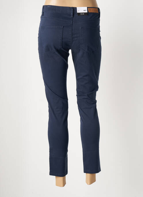 Pantalon 7/8 tissage popeline taille normale bleu F.A.M. femme