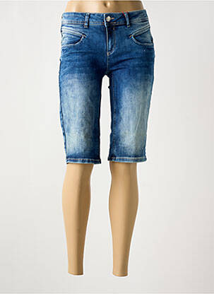 Bermuda fermeture zippée sous rabat boutonné bleu STREET ONE femme