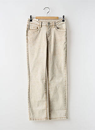 Pantalon droit fermeture zippée sous rabat boutonné beige TOM TAILOR femme