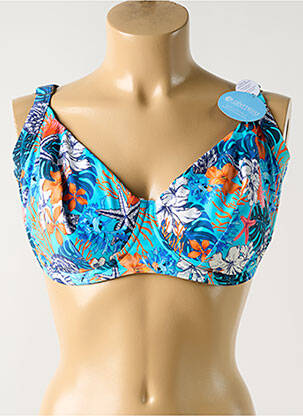 Haut de maillot de bain stretch haut soutien-gorge emboitant bleu OLYMPIA femme