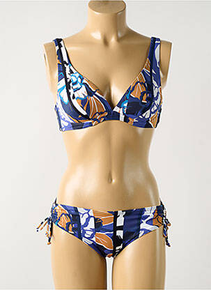 Maillot de bain 2 pièces stretch haut soutien-gorge emboitant bleu OLYMPIA femme