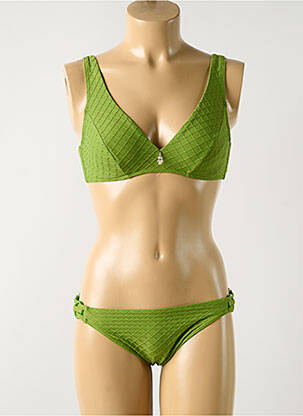 Maillot de bain 2 pièces stretch haut soutien-gorge emboitant vert OPERA femme
