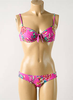Maillot de bain 2 pièces stretch haut soutien-gorge balconnet rose WATERCULT femme