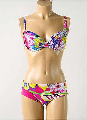 Maillot de bain 2 pièces stretch haut soutien-gorge balconnet bleu SUNFLAIR femme