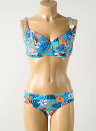 Maillot de bain 2 pièces stretch haut soutien-gorge emboitant bleu OLYMPIA femme