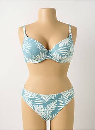 Maillot de bain 2 pièces stretch haut soutien-gorge emboitant bleu OLYMPIA femme