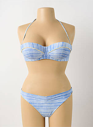 Maillot de bain 2 pièces stretch haut bandeau bleu WATERCULT femme