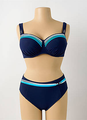 Maillot de bain 2 pièces stretch haut soutien-gorge balconnet bleu LIDEA femme