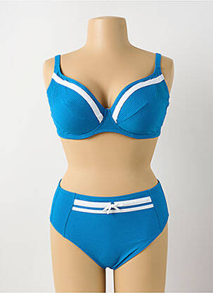 Maillot de bain 2 pièces stretch haut soutien-gorge emboitant bleu LIDEA femme