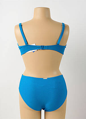 Maillot de bain 2 pièces stretch haut soutien-gorge emboitant bleu LIDEA femme