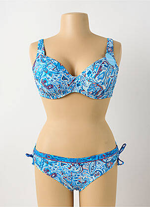 Maillot de bain 2 pièces stretch haut soutien-gorge emboitant bleu OLYMPIA femme