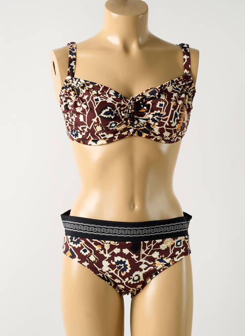 Maillot de bain 2 pièces marron LIDEA pour femme