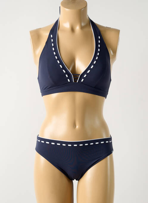 Maillot de bain 2 pièces stretch haut soutien-gorge moulé bleu LIDEA femme