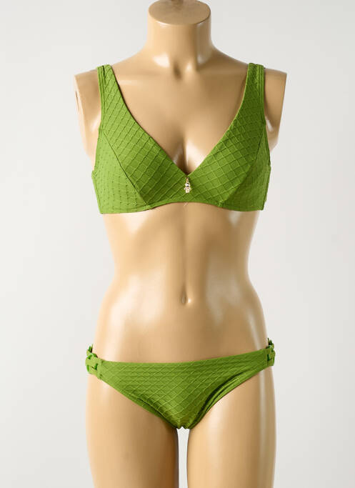Maillot de bain 2 pièces stretch haut soutien-gorge emboitant vert OPERA femme