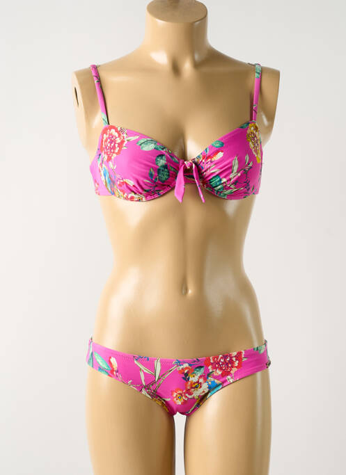 Maillot de bain 2 pièces stretch haut soutien-gorge balconnet rose WATERCULT femme