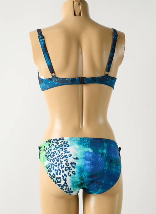 Maillot de bain 2 pièces stretch haut soutien-gorge emboitant bleu SUNFLAIR femme