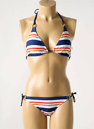 Maillot de bain 2 pièces stretch haut triangles bleu LIVIA femme