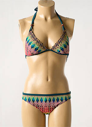 Maillot de bain 2 pièces stretch haut triangles vert OLYMPIA femme