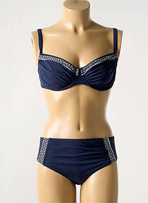Maillot de bain 2 pièces stretch haut soutien-gorge emboitant bleu SUNFLAIR femme