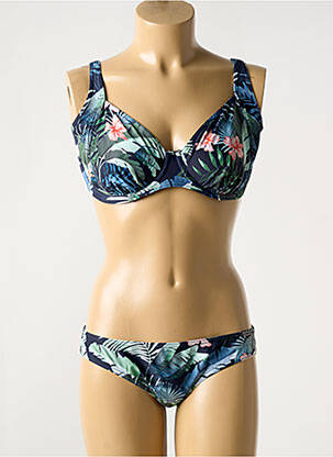 Maillot de bain 2 pièces stretch haut soutien-gorge emboitant bleu OLYMPIA femme