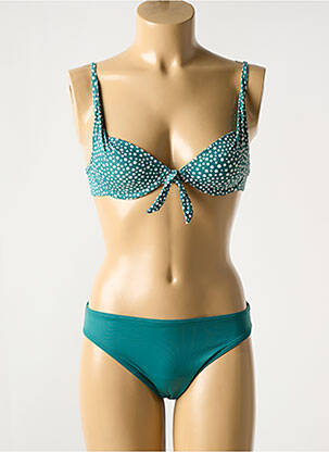 Maillot de bain 2 pièces stretch haut soutien-gorge balconnet vert OLYMPIA femme