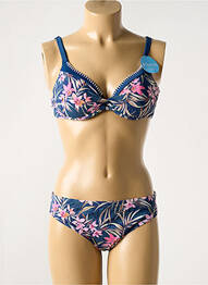 Maillot de bain 2 pièces stretch haut soutien-gorge emboitant bleu OLYMPIA femme