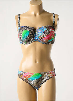 Maillot de bain 2 pièces stretch haut soutien-gorge balconnet marron SUNFLAIR femme