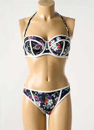 Maillot de bain 2 pièces stretch haut bandeau noir WATERCULT femme