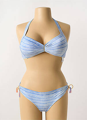 Maillot de bain 2 pièces stretch haut soutien-gorge balconnet bleu WATERCULT femme