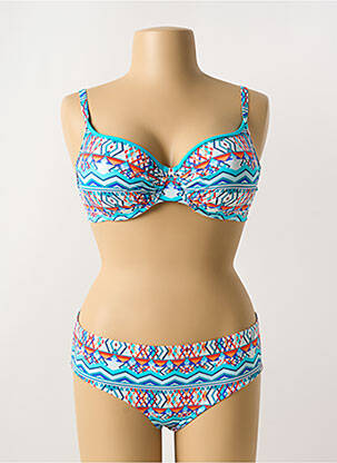 Maillot de bain 2 pièces stretch haut soutien-gorge emboitant bleu SUNFLAIR femme