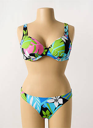 Maillot de bain 2 pièces stretch haut soutien-gorge emboitant bleu OLYMPIA femme