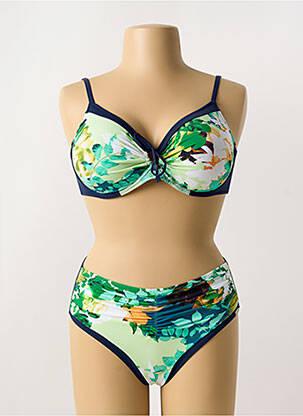 Maillot de bain 2 pièces stretch haut soutien-gorge emboitant vert CHARMLINE femme