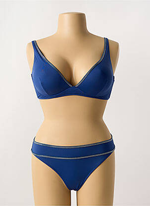 Maillot de bain 2 pièces stretch haut triangles bleu LIVIA femme
