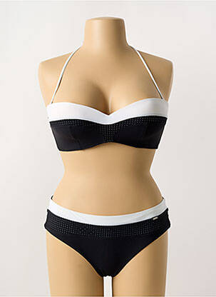 Maillot de bain 2 pièces stretch haut bandeau noir LIVIA femme