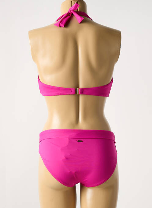 Maillot de bain 2 pièces stretch haut triangles rose LIVIA femme