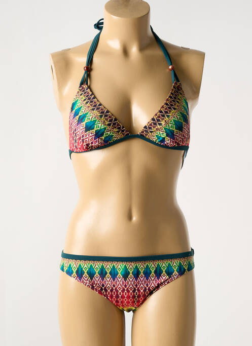 Maillot de bain 2 pièces stretch haut triangles vert OLYMPIA femme
