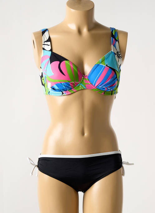 Maillot de bain 2 pièces stretch haut soutien-gorge emboitant bleu OLYMPIA femme