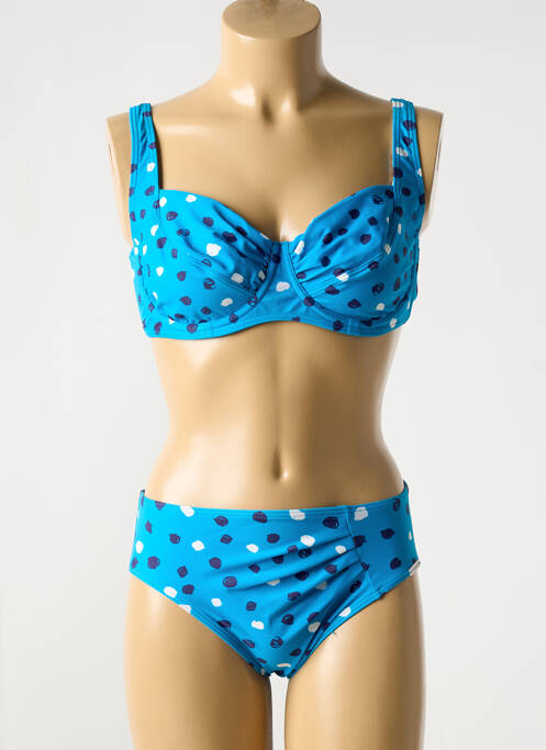 Maillot de bain 2 pièces stretch haut soutien-gorge emboitant bleu SUNMARIN femme