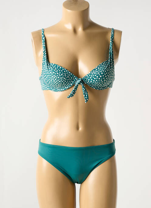 Maillot de bain 2 pièces stretch haut soutien-gorge balconnet vert OLYMPIA femme