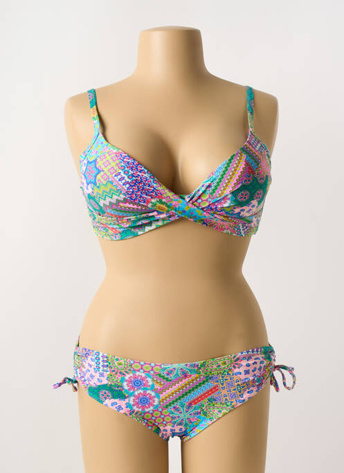 Maillot de bain 2 pièces stretch haut soutien-gorge emboitant bleu SUNMARIN femme