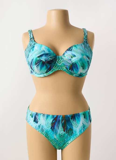 Maillot de bain 2 pièces stretch haut soutien-gorge emboitant bleu SUNFLAIR femme