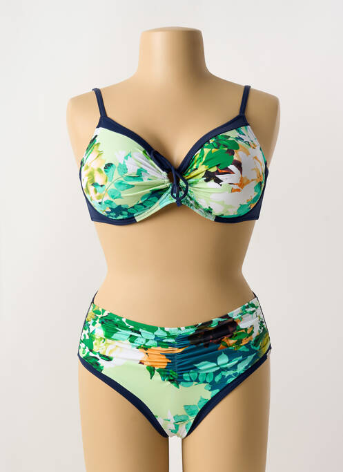 Maillot de bain 2 pièces stretch haut soutien-gorge emboitant vert CHARMLINE femme
