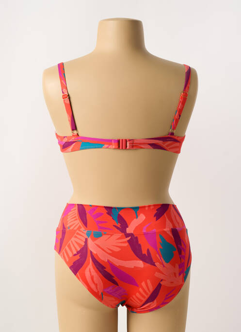 Maillot de bain 2 pièces stretch haut soutien-gorge balconnet orange LIVIA femme