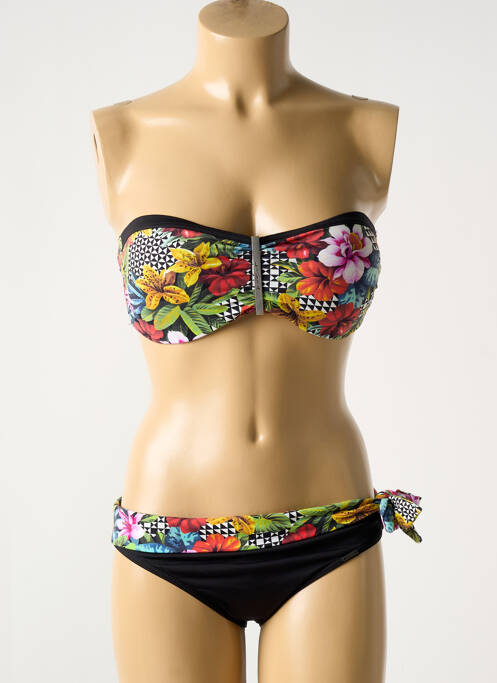 Maillot de bain 2 pièces stretch haut bandeau noir LIVIA femme