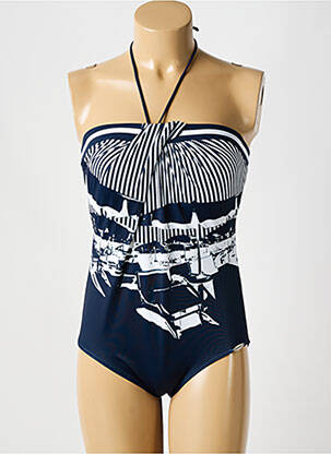 Maillot de bain 1 pièce imprimé fantaisie haut soutien-gorge moulé bleu SUNFLAIR femme