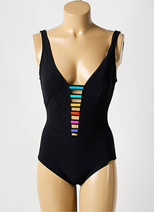 Maillot de bain 1 pièce effet matière satinée noir SUNFLAIR femme