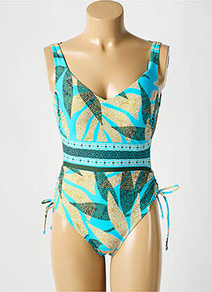 Maillot de bain 1 pièce imprimé fantaisie haut soutien-gorge moulé bleu SUNFLAIR femme