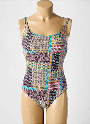 Maillot de bain 1 pièce imprimé fantaisie haut soutien-gorge moulé bleu SUNFLAIR femme