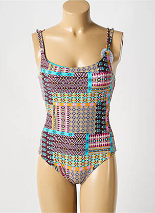 Maillot de bain 1 pièce imprimé fantaisie haut soutien-gorge moulé violet SUNFLAIR femme